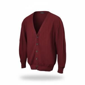 Cypress Links Sweater Mens XL Burgundy Cardigan V-Neck Button Front Made in USA